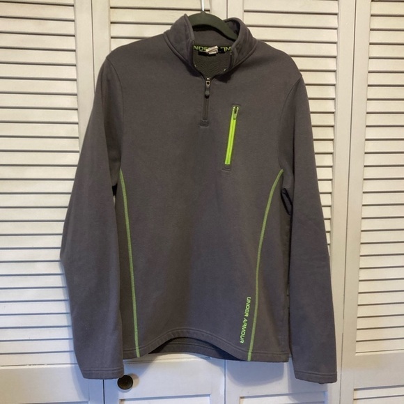 Mens Under Armour Grey And Green Pullover Sweatshirt Size Medium - Picture 1 of 9